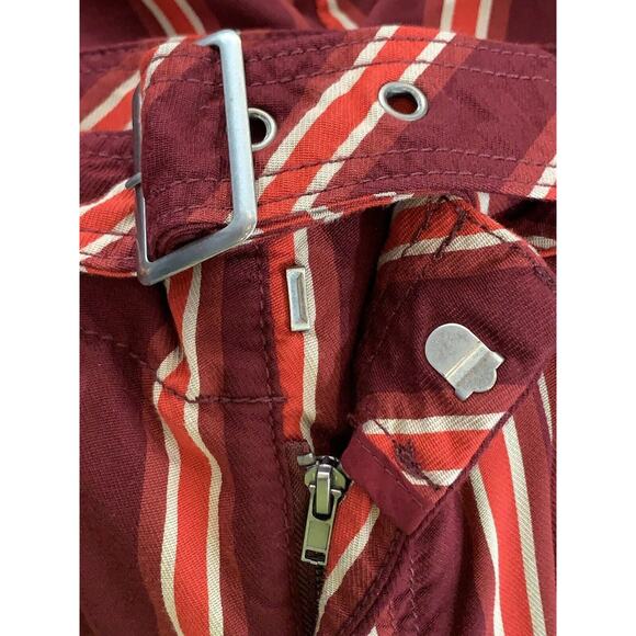 Free People Women’s Striped Pleated Wit Pockets Belt Capri Pants Size 8 - Picture 8 of 8